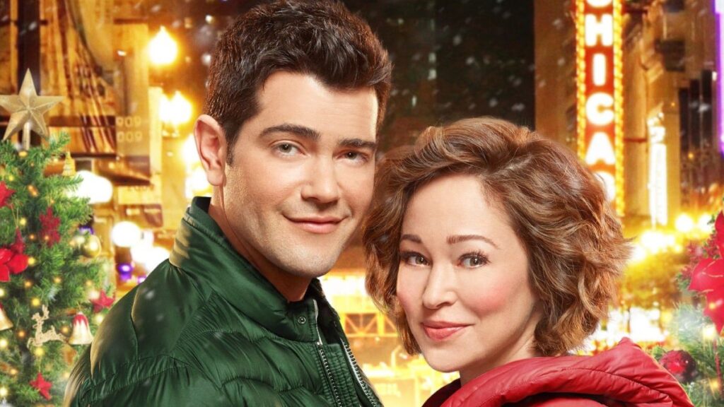 Jesse Metcalfe et Autumn Reeser dans le téléfilm Noël sous un ciel étoilé.