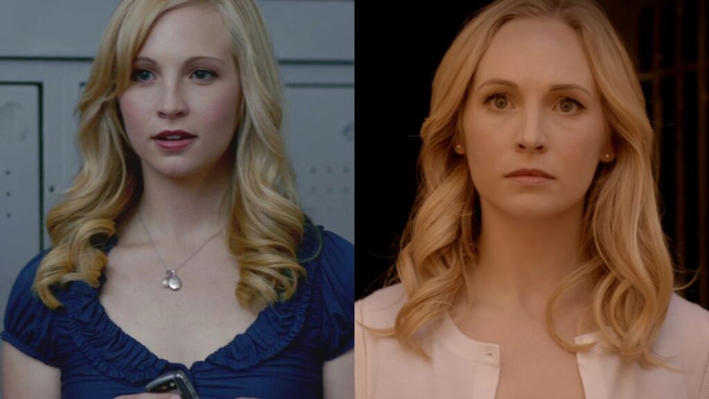 Candice Accola dans le premier vs le dernier épisode de The Vampire Diaries.