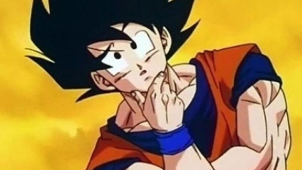 Goku en train de se questionner dans l'anime Dragon Ball Z