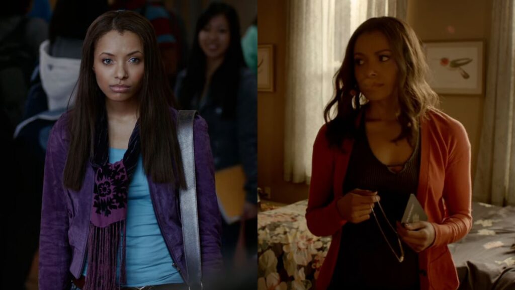 Kat Graham dans le premier vs le dernier épisode de The Vampire Diaries.