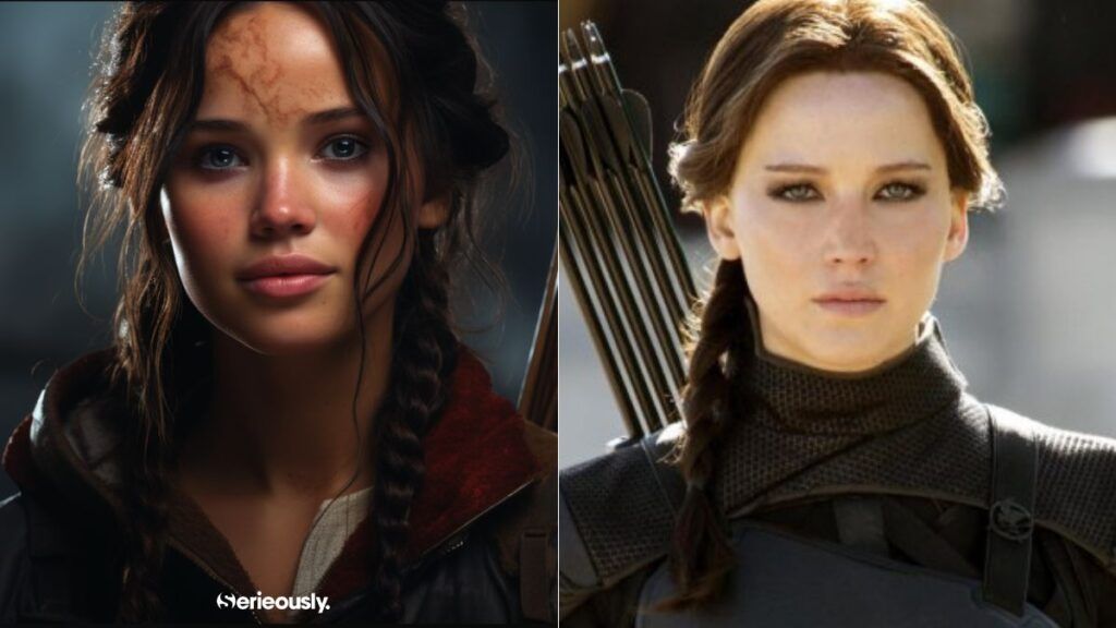 Katniss Everdeen de Hunger Games imaginé par une intelligence artificielle selon la description du livre