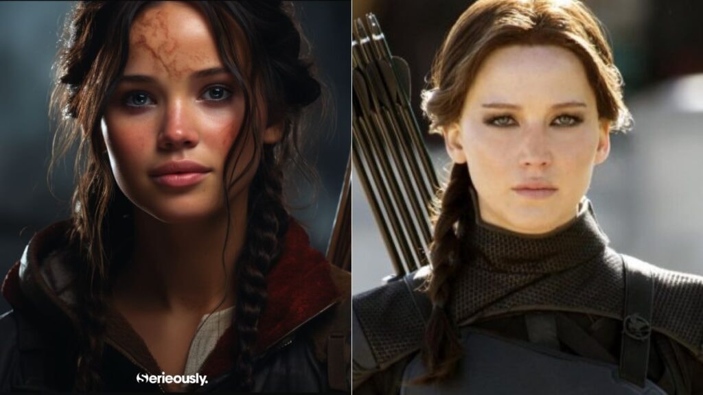 Katniss Everdeen de Hunger Games imaginé par une intelligence artificielle selon la description du livre