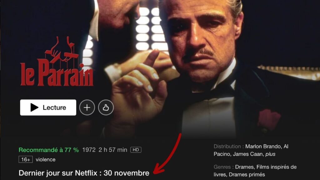 le film le parrain quitte netflix fin novembre