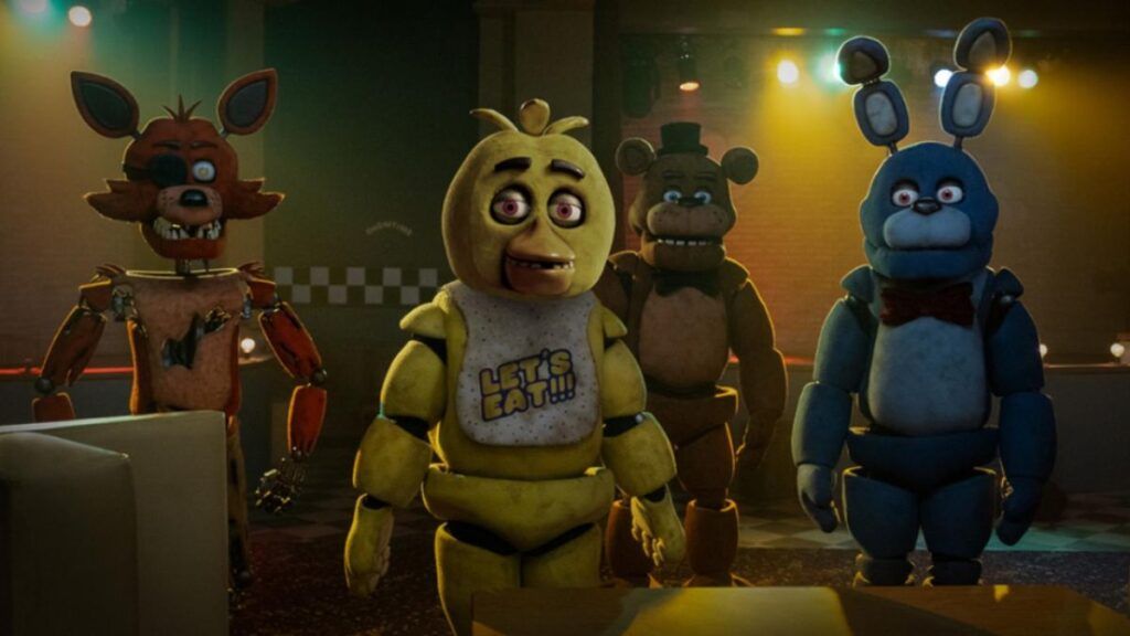 Foxy, Chica, Freddy et Bonnie les animatronics dans Five Nights at Freddys le film FNAF
