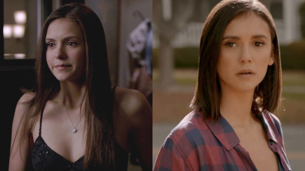 Nina Dobrev dans le premier vs le dernier épisode de The Vampire Diaries.