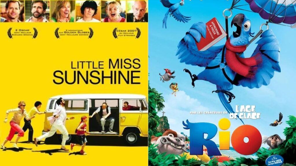 Les affiches des films Little Miss Sunshine et Rio