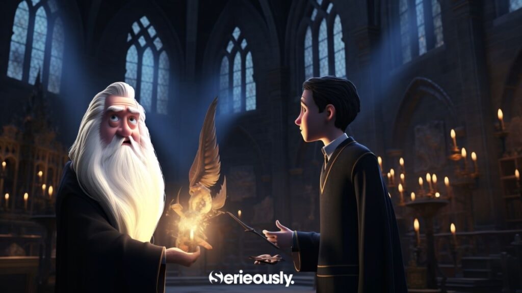 neville et dumbledore dans harry potter façon pixar