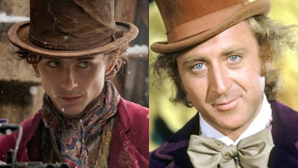 Timothée Chalamet et Gene Wilder en deux versions de Willy Wonka de Roald Dahl