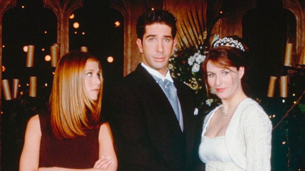 Ross, Emily et Rachel dans Friends