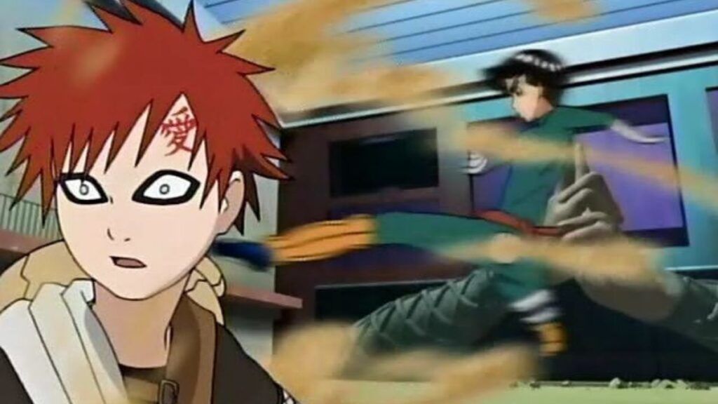 Le combat entre Gaara et Lee durant l'examen des Chunin dans l'anime Naruto