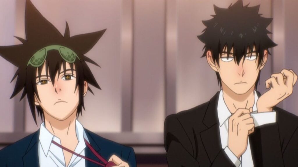 Les personnages de Jin et Han se préparant à se battre dans l anime The God of High School
