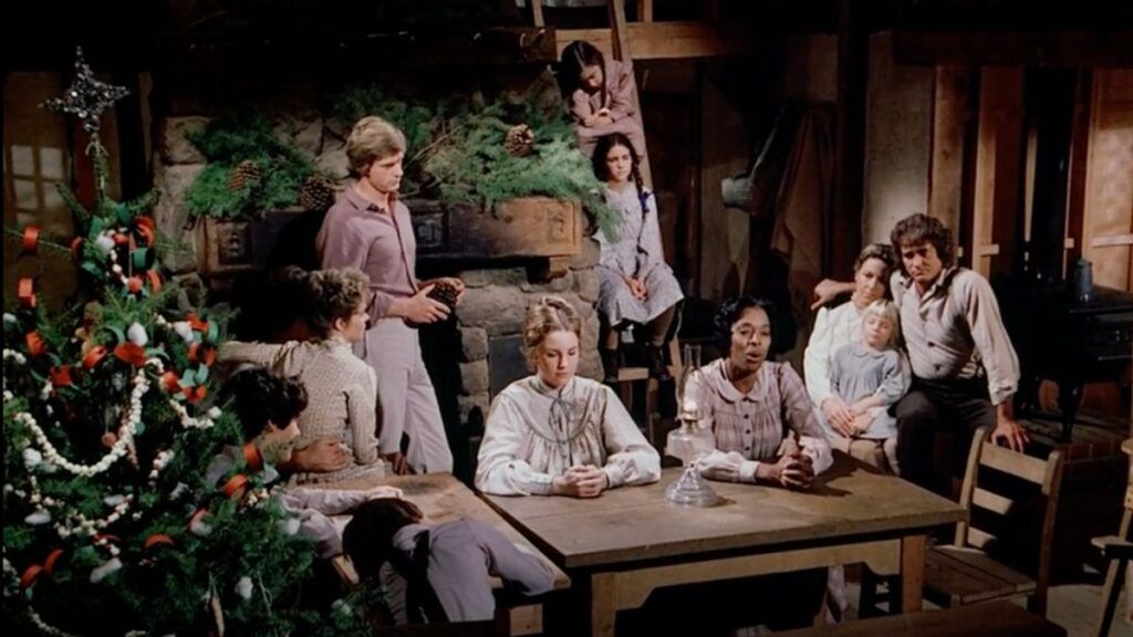 la famille ingalls dans l'épisode de Noël de la saison 8 de la petite maison dans la prairie
