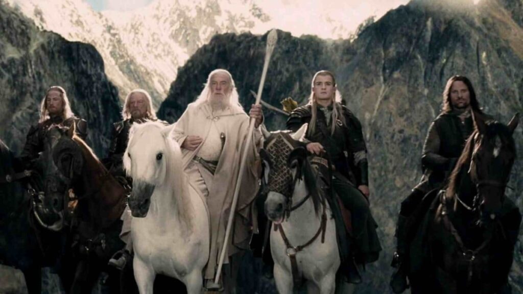 gandalf le blanc, aragorn et legolas dans le seigneur des anneaux les deux tours