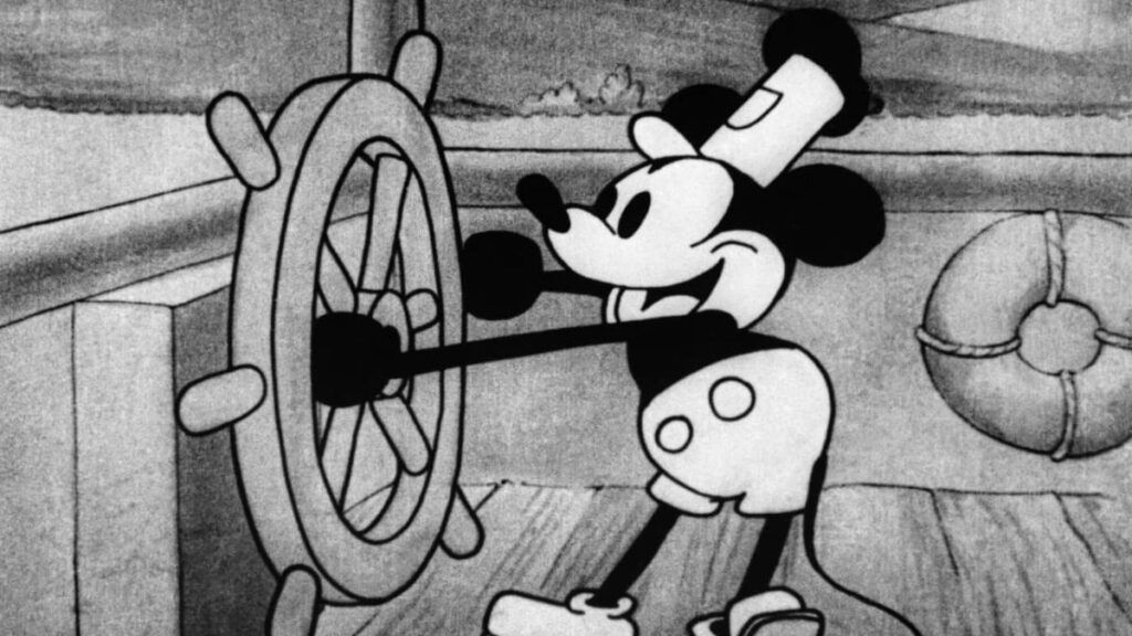 Mickey Mouse dans le film Steamboat Willie.