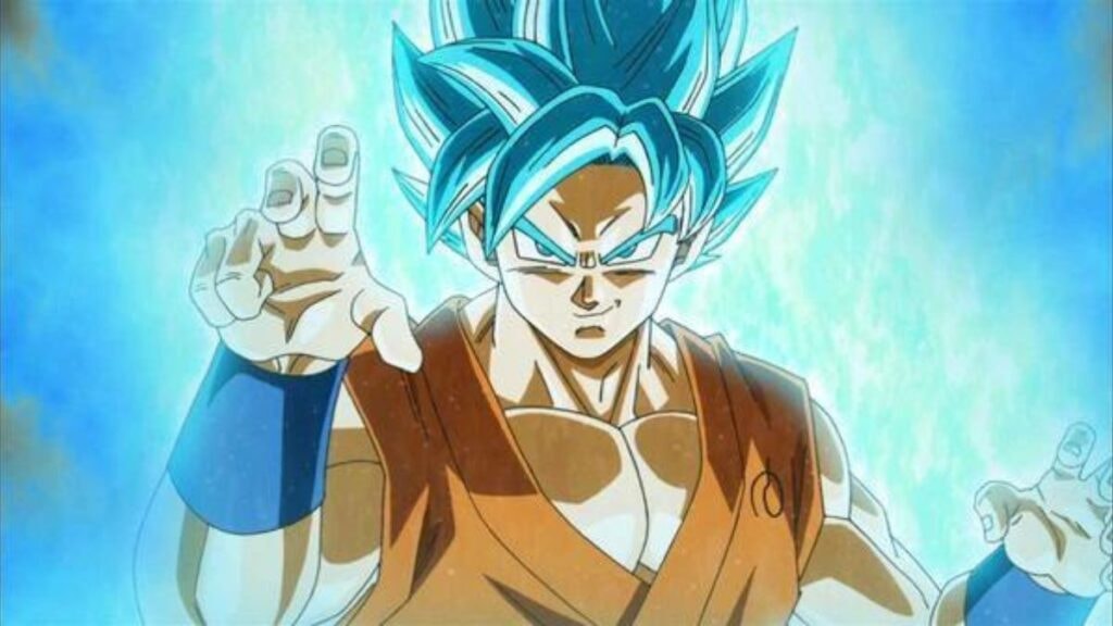 Goku dans sa forme Super Saiyan God Super Saiyan (Super Saiyan Blue) dans Dragon Ball Super