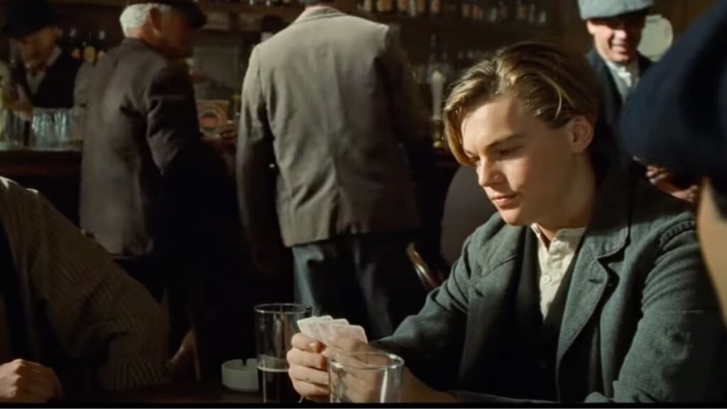 Jack Dawson joue au Poker dans Titanic