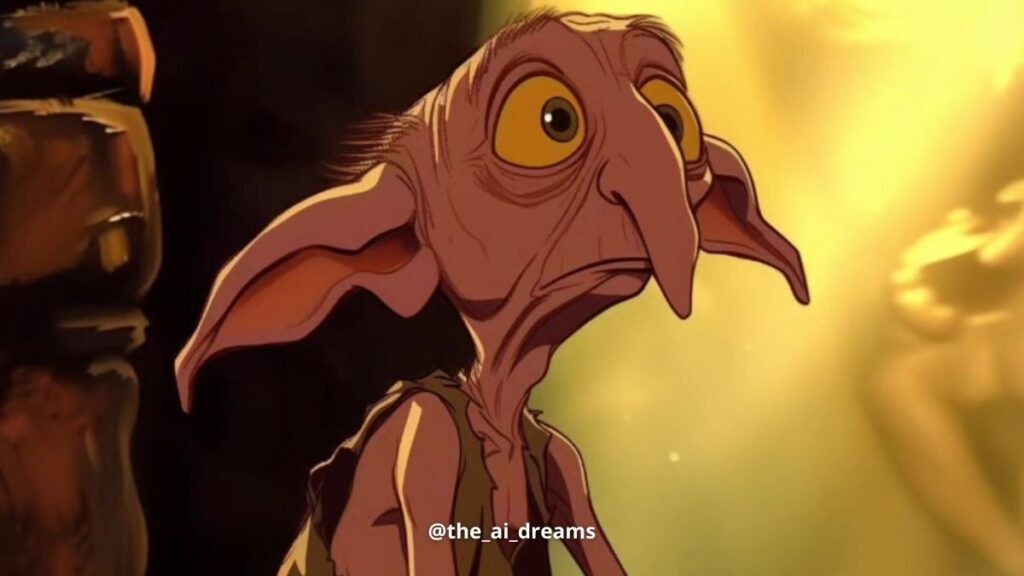 Dobby en IA en version film Disney classique 