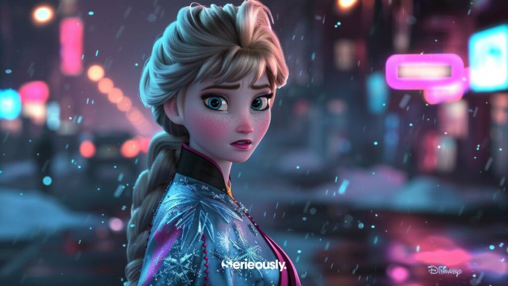 Elsa de La reine des neiges en version IA des années 80
