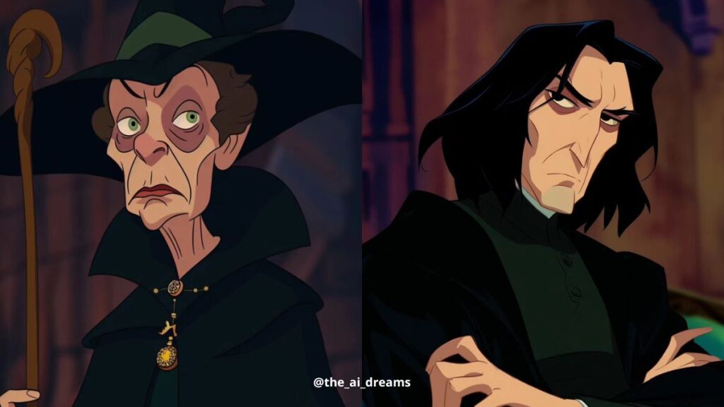 Minerva McGonagall et Severus Rogue en Disney IA 