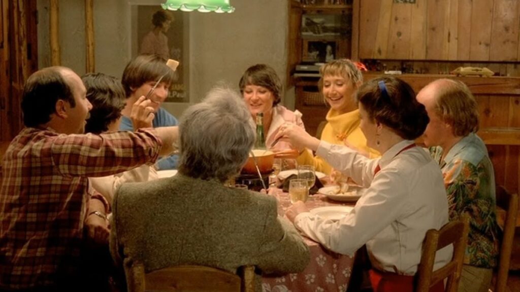 La scène de la fondue dans Les Bronzés font du ski.