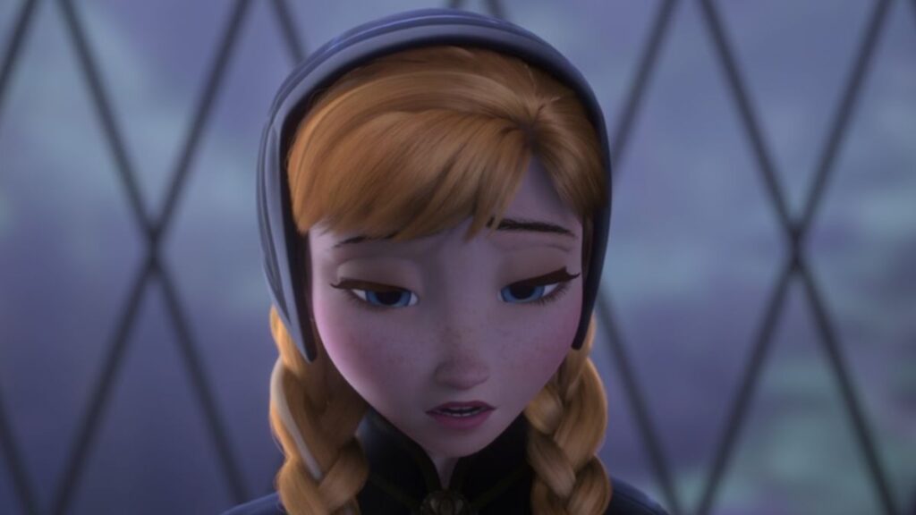 Anna pleure la mort de ses parents dans La Reine des Neiges 