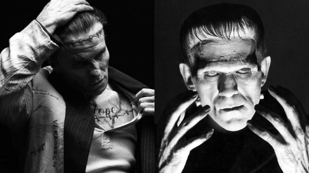 Christian Bale et Boris Karloff en Frankenstein 