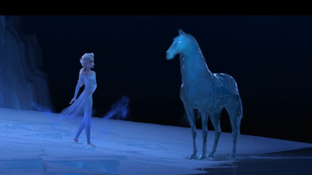Elsa et son cheval d'eau dans le film La Reine des Neiges 2