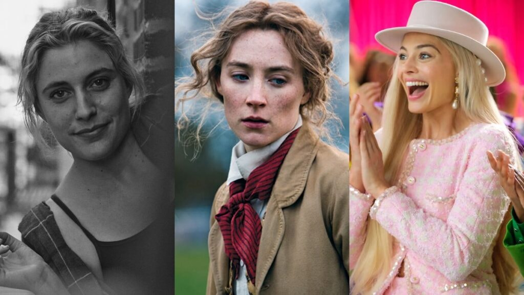 Greta gerwig dans Frances Ha, Saorise Ronan dans Les filles du docteur march et Margot Robbie dans Barbie