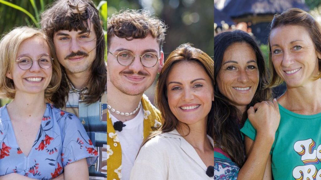 Flavie et Jérémy, Romain et Laura et Patricia et Jessica dans Pékin Express 2024.