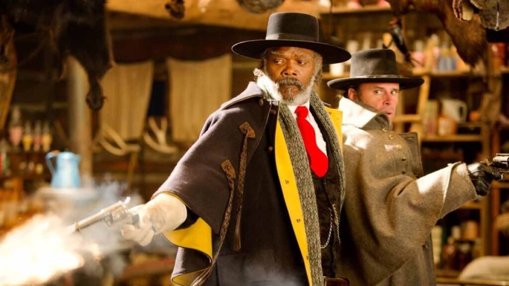 Samuel L Jackson et Walton Goggins dans Les Huit Salopards