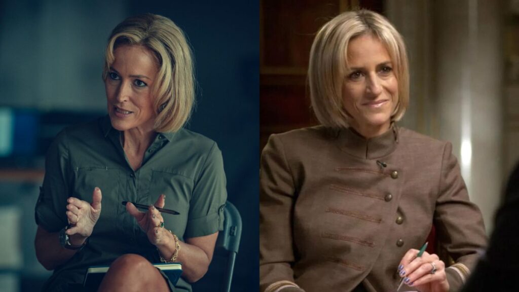 Emily Maitlis est jouée par Gillian Anderson dans le film Scoop.