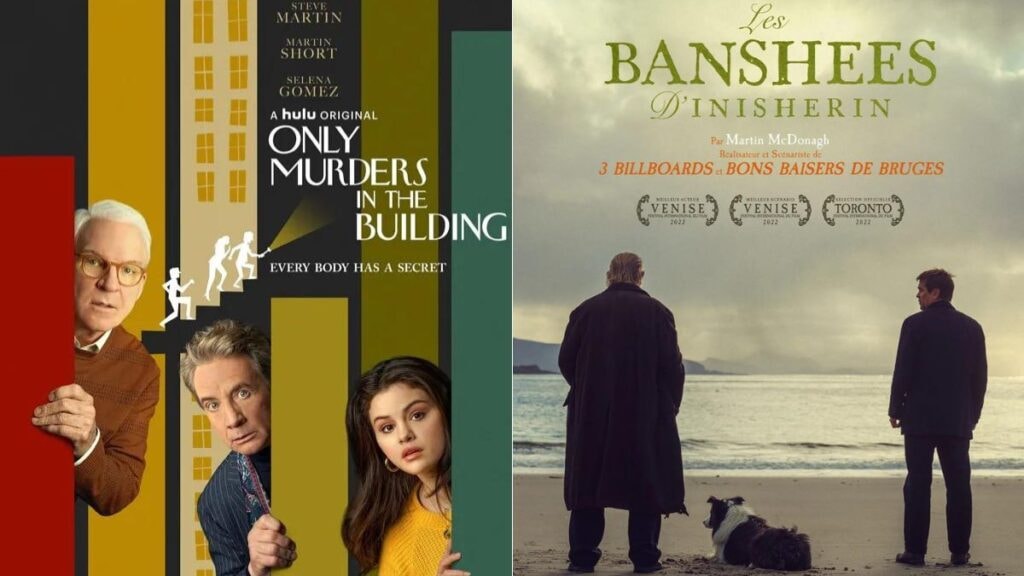 Les affiches de Only Murders in the building et Les Banshees d'Inisherin