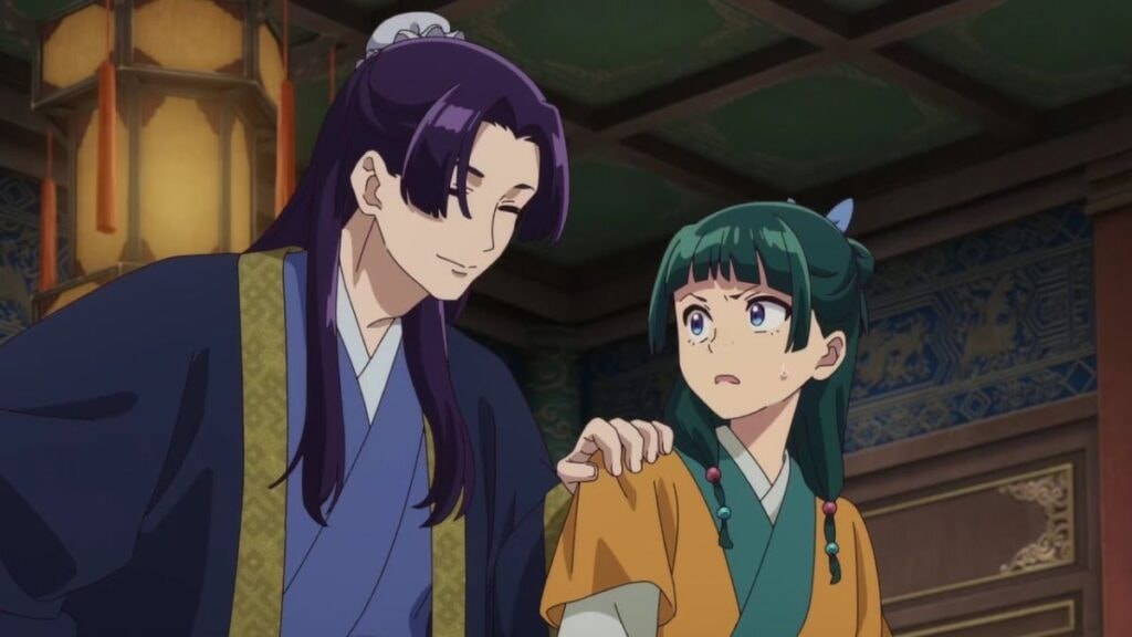 Jinshi, refusant le départ de Mao Mao dans l'anime Les Carnets de l'Apothicaire