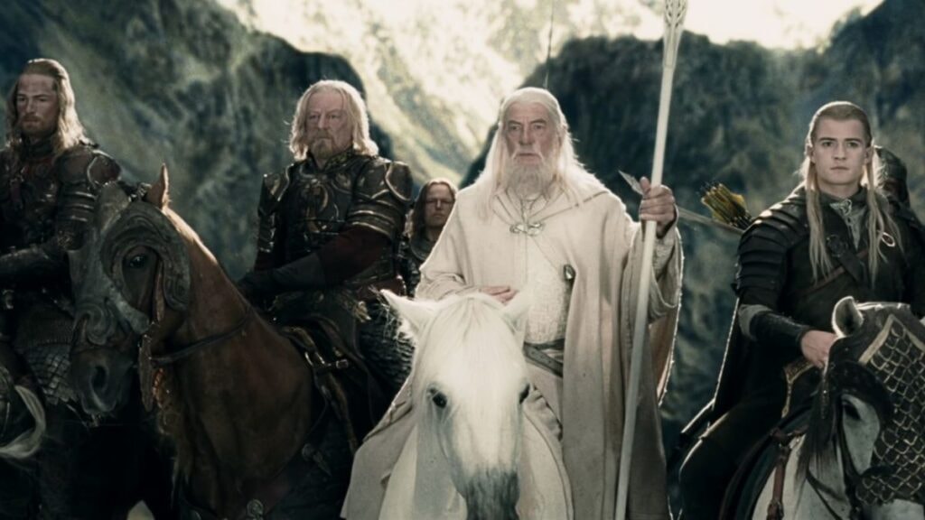 Theoden, Gandalf et Legolas dans Le Seigneur des Anneaux