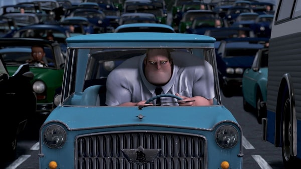 les indestructibles, bob parr, voiture bleue
