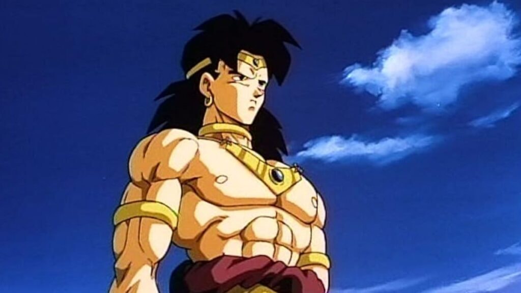 Broly regardant l'horizon avec un air triste dans l'anime Dragon Ball