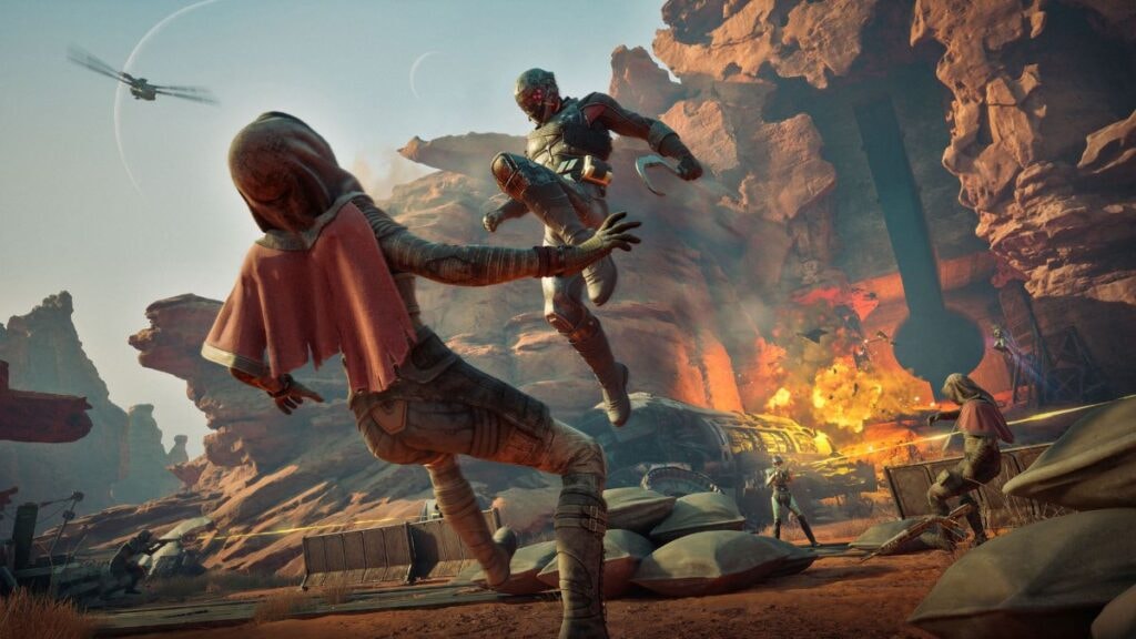 Des joueurs s'affrontant pour des ressources dans le jeu vidéo Dune Awakening