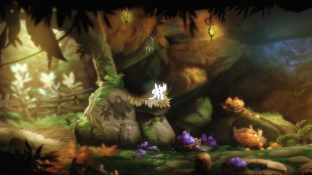 Ori, seul dans son nid, dans le Ori and the Blind Forest