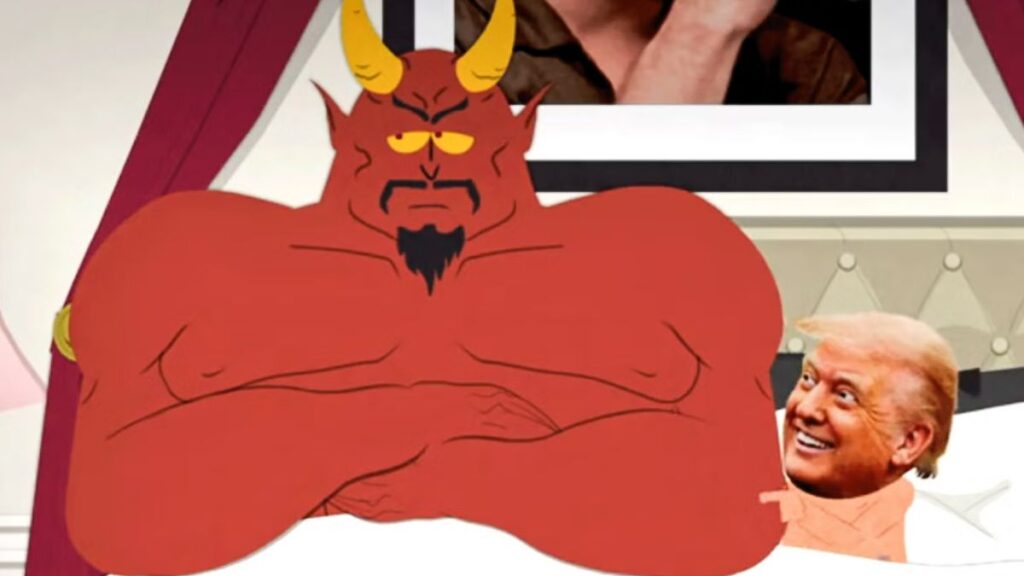 Donald Trump au lit avec Satan dans l'épisode 1 de la saison 27 de South Park.