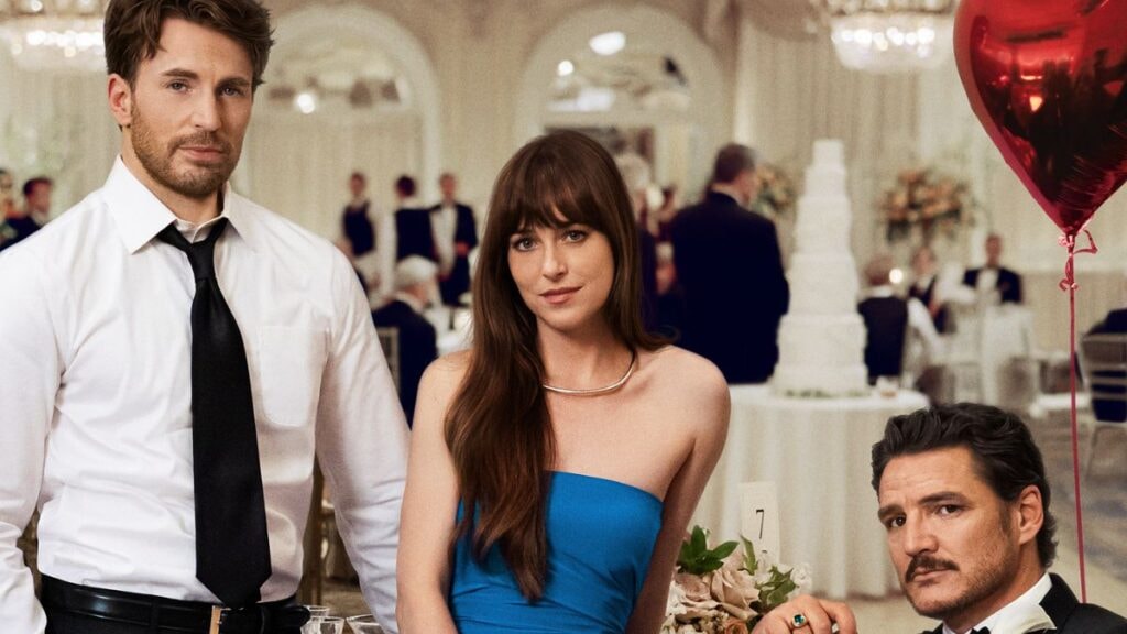 Chris Evans Dakota Johnson et Pedro Pascal dans Materialists
