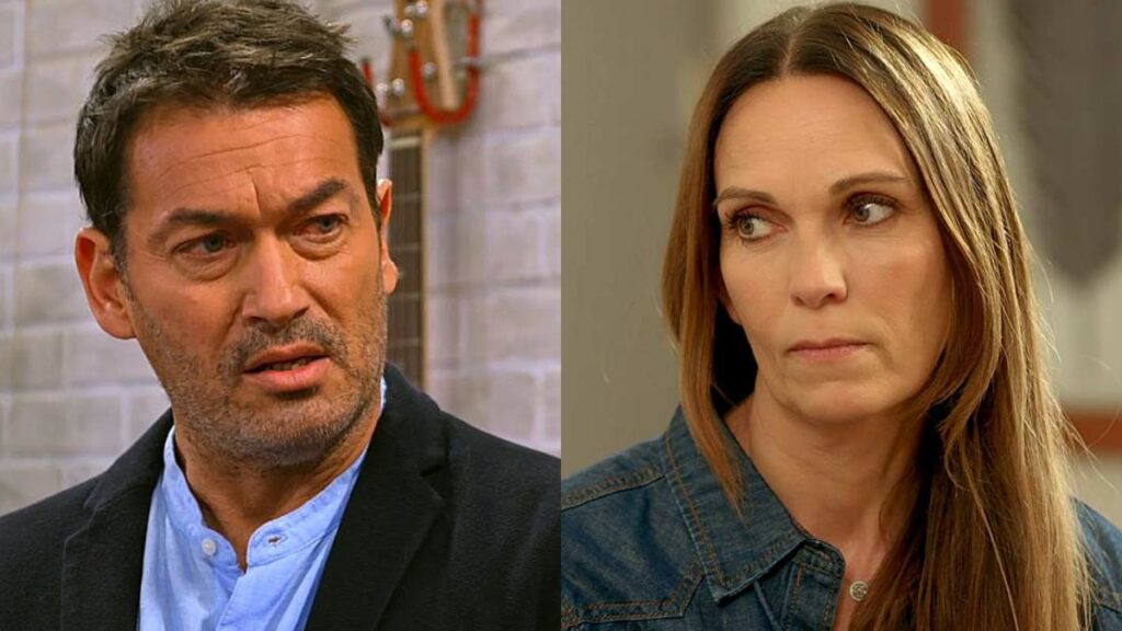 Étienne (David Proux) et Cathy (Cathy Andrieu) dans Les Mystères de l'Amour.
