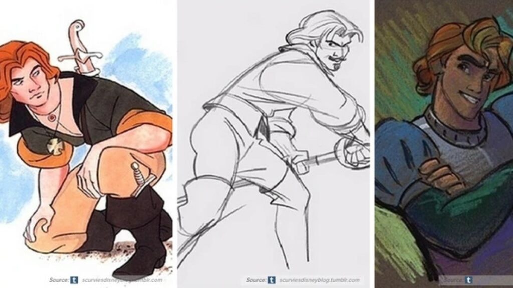 Premiers dessins de John Smith dans Pocahontas