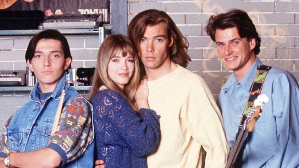 Hélène, Nicolas, Christian et Sébastien dans la série Hélène et les Garçons.