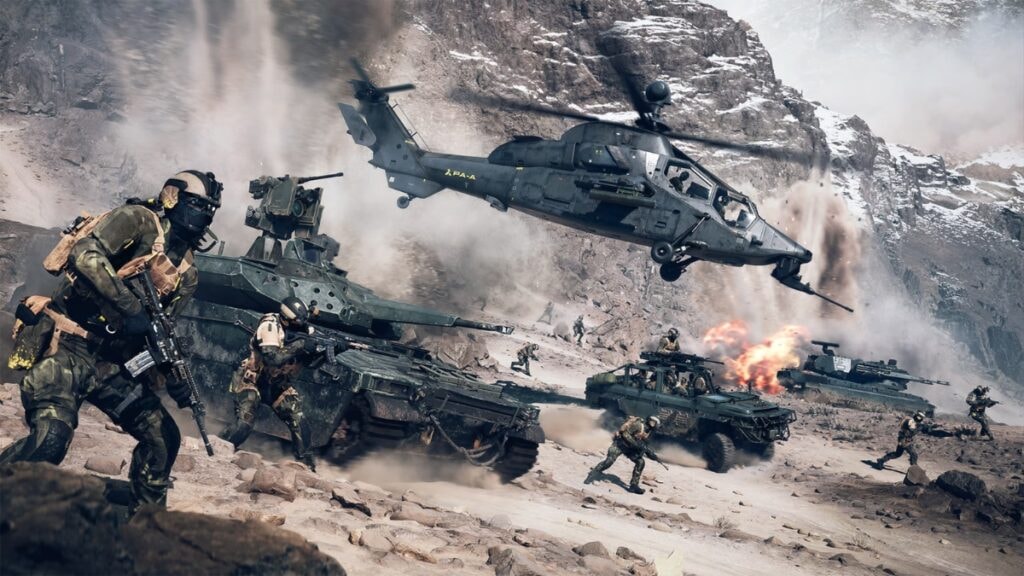 Une armée se battant dans des montagnes de Battlefield 6