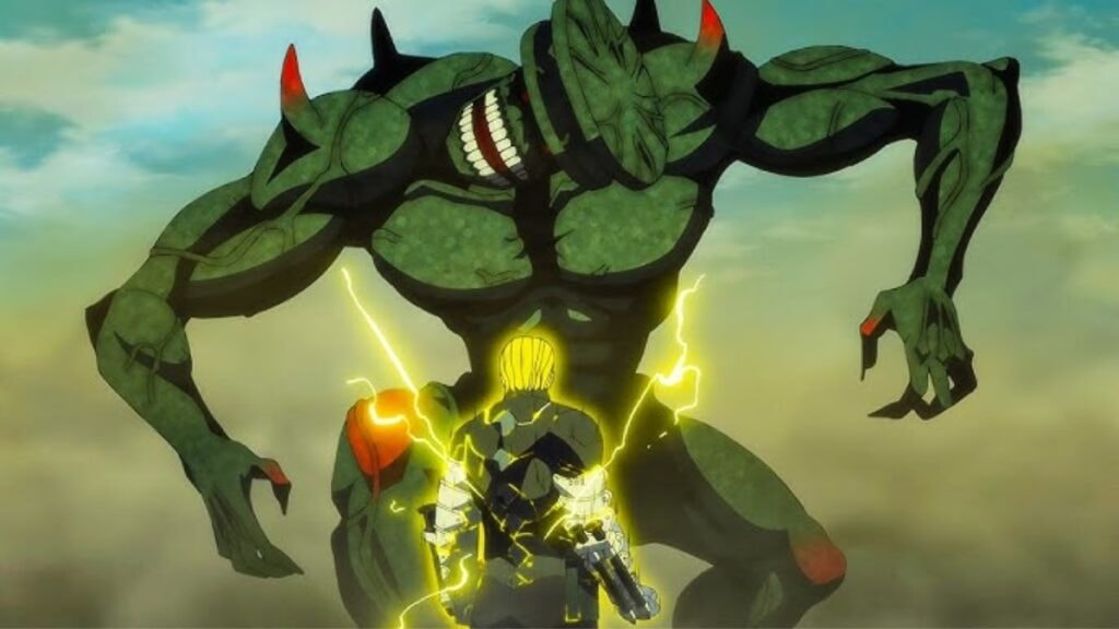 Isao Shinomiya face au kaiju numéro 9 dans Kaiju no 8