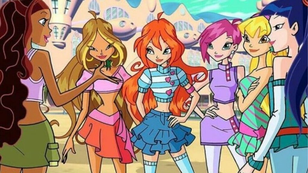 Le Winx Club au complet (Layla, Flora, Bloom, Tecna, Stella et Musa)