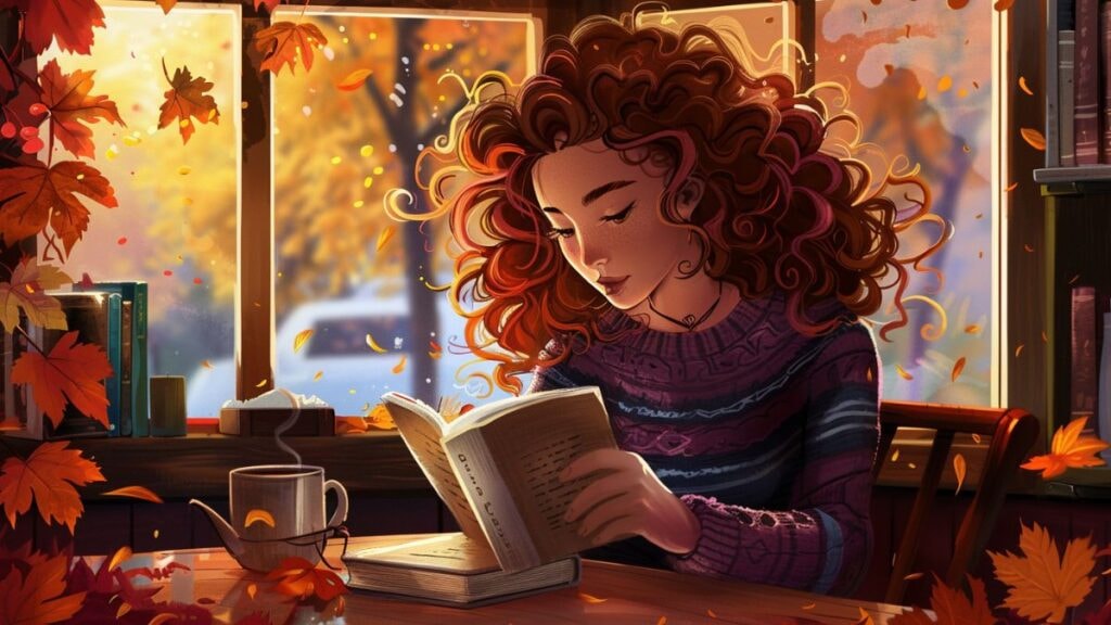 Une fille qui lit dans un café