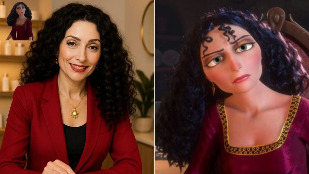 Mère Gothel imaginée en directrice d'institut de beauté par l'IA