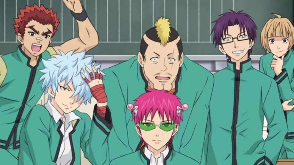 Saiki avec ses camarades de classe dans Saiki Kusuo no Psi Nan