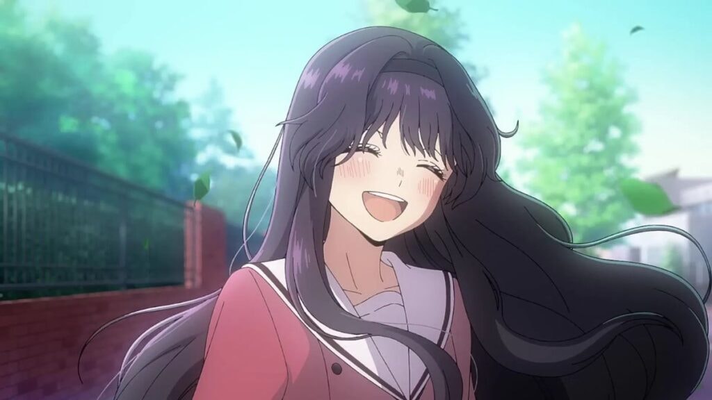 Waguri souriant les cheveux au vent dans The Fragrant Flower Blooms with Dignity
